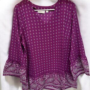 #19 Large Blouse Paisley Border Plum Belle by Kim Gravel